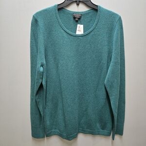 Talbots Pure 100% Cashmere NWT Womens Large Green Pullover Sweater Top